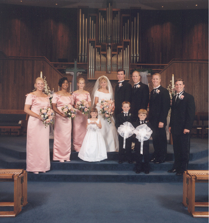 Formal church wedding portrait