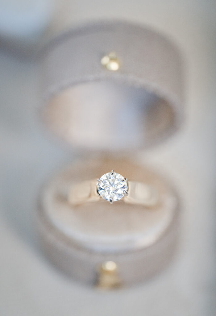 Diamond ring in oval box