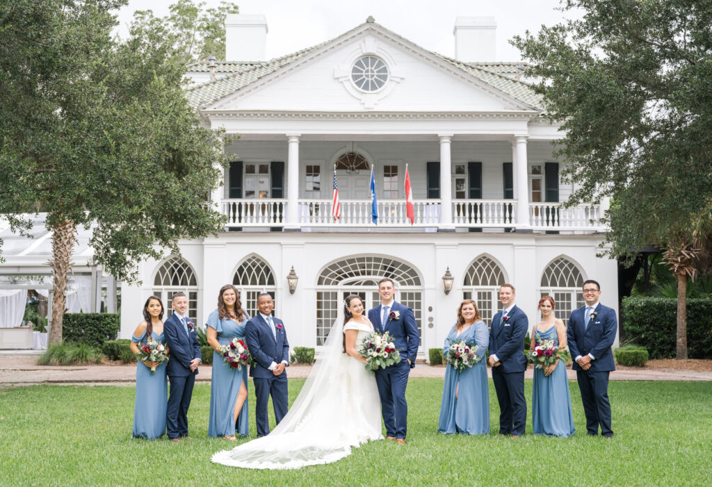 Bridal Party Portrait at Loundes Grove in Charleston, SC occurs in the middle of a wedding photography timeline