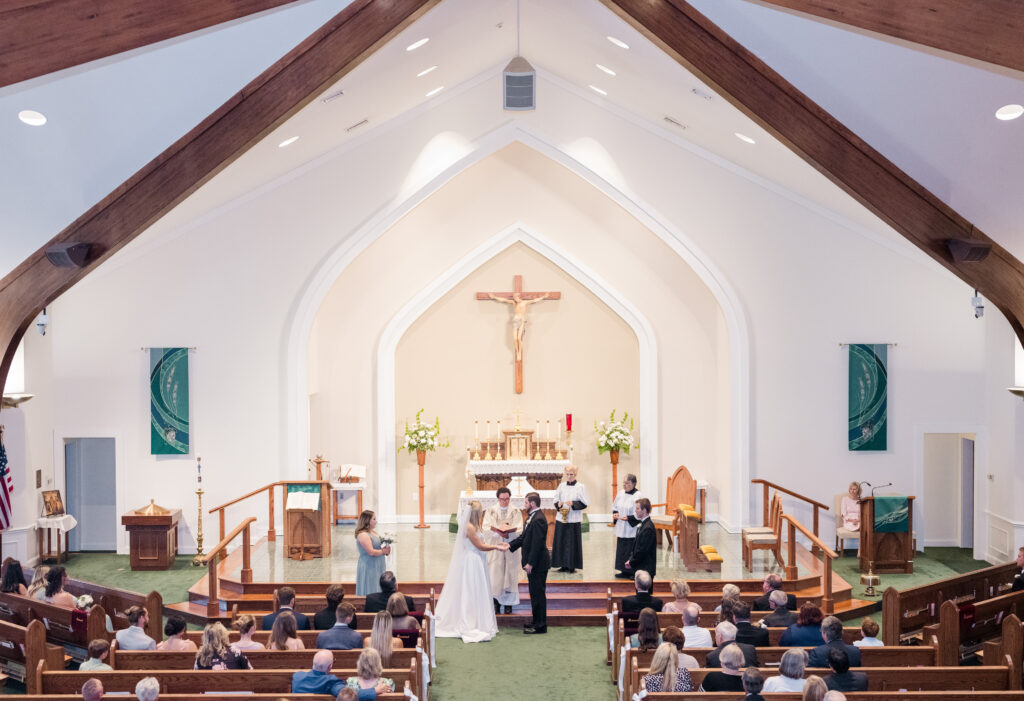 Indoor wedding ceremony at church