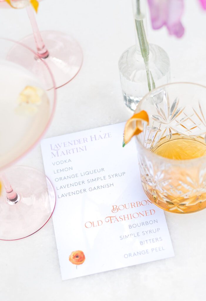 Cocktail and menu
