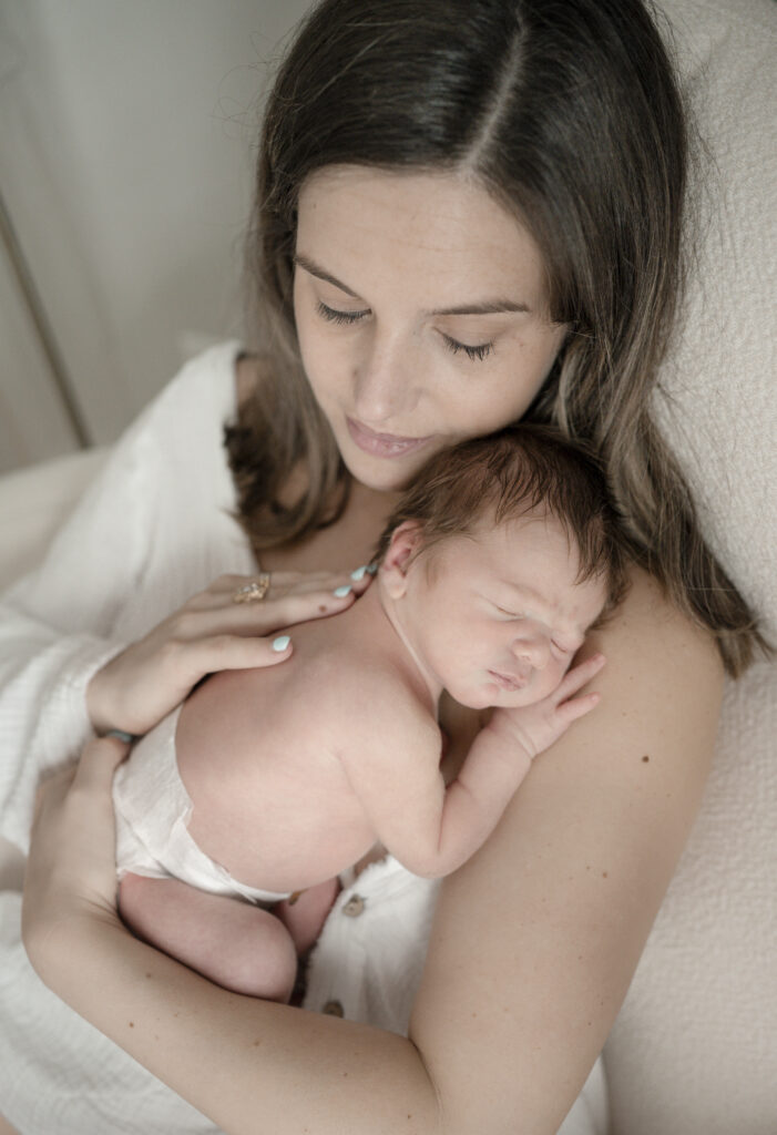 Lifestyle Newborn Session mom and baby