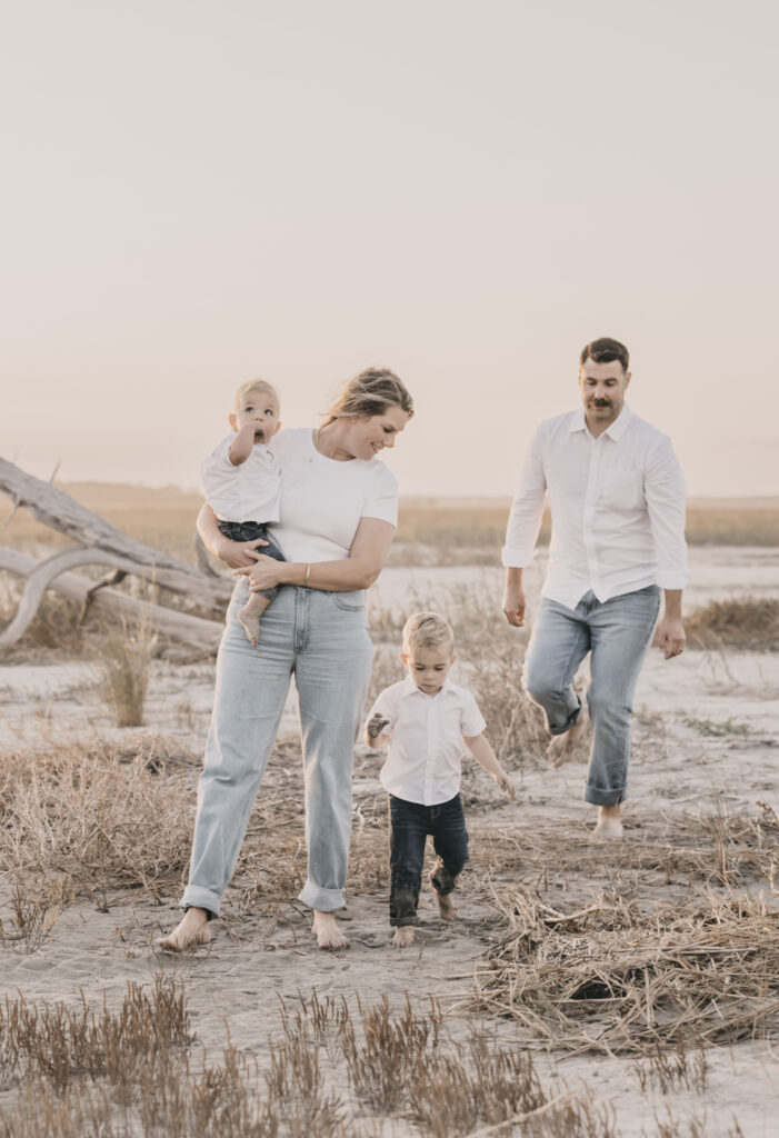 Family session at Folly Beach in South Carolina.