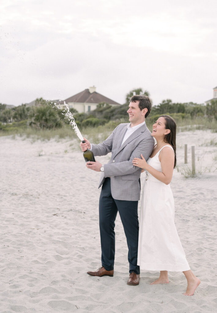 Proposal Champagne pop at Wild Dunes