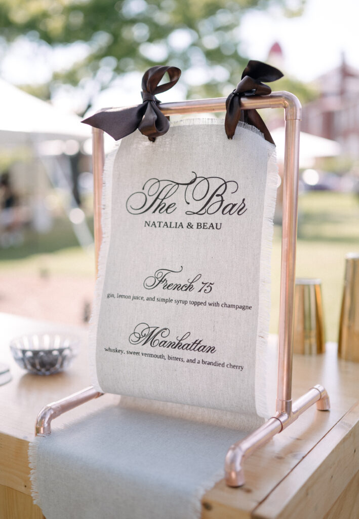 Bar signage at the Mocha Inspired shoot at the Laundry at the Bull in Columbia, South Carolina.