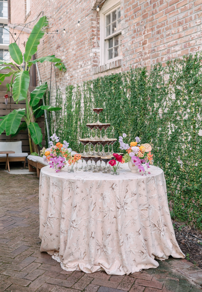 Espresso martini champagne tower at Charleston micro wedding reception at Mudhouse Coffee