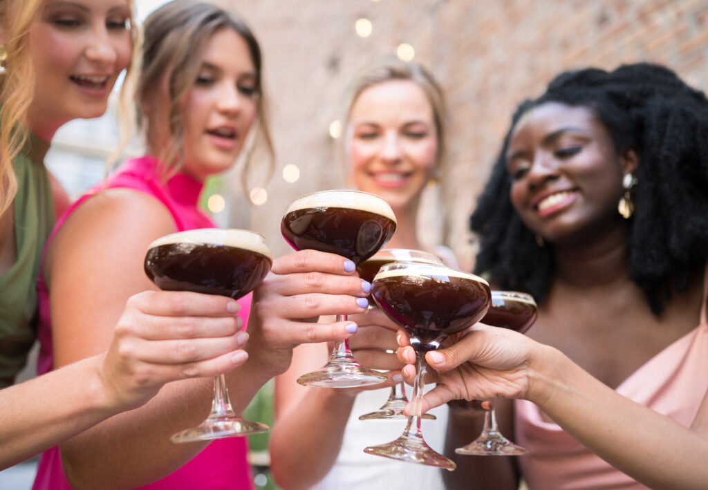 Espresso martini champagne tower at Charleston micro wedding reception at Mudhouse Coffee