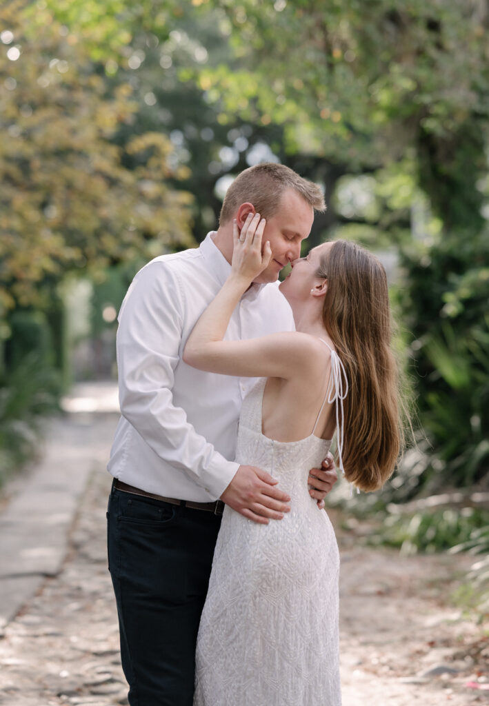 Charleston engagement session Rainbow Row and The Battery