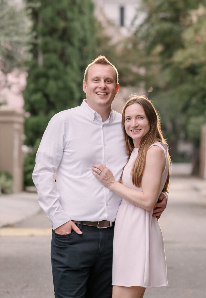 Charleston engagement session Rainbow Row and The Battery
