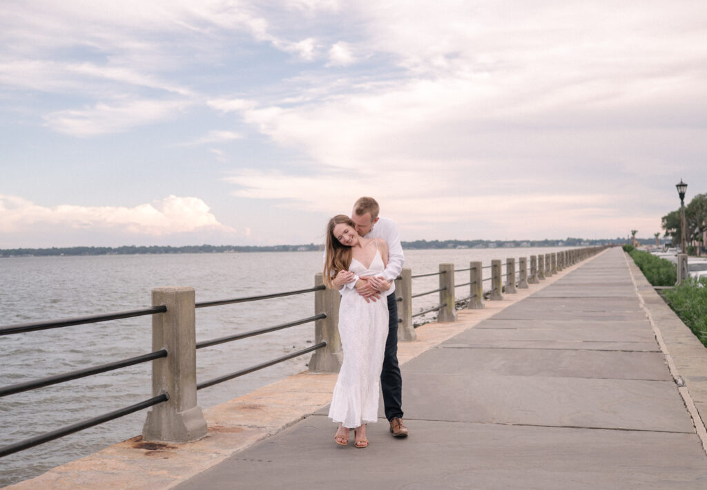 Charleston engagement session Rainbow Row and The Battery