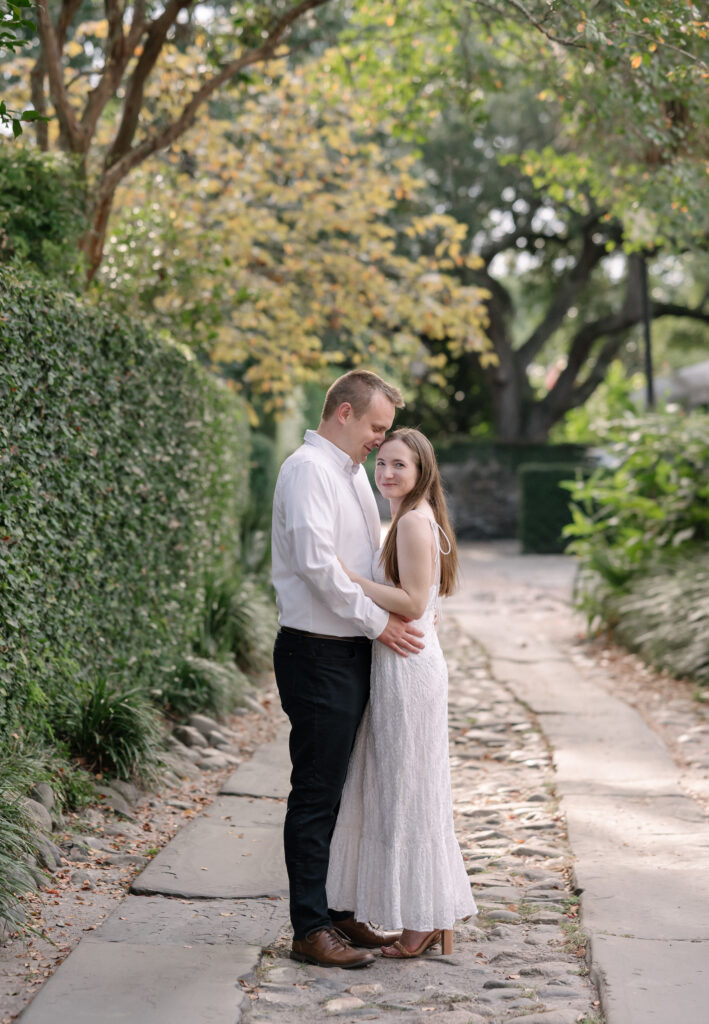 Charleston engagement session Rainbow Row and The Battery