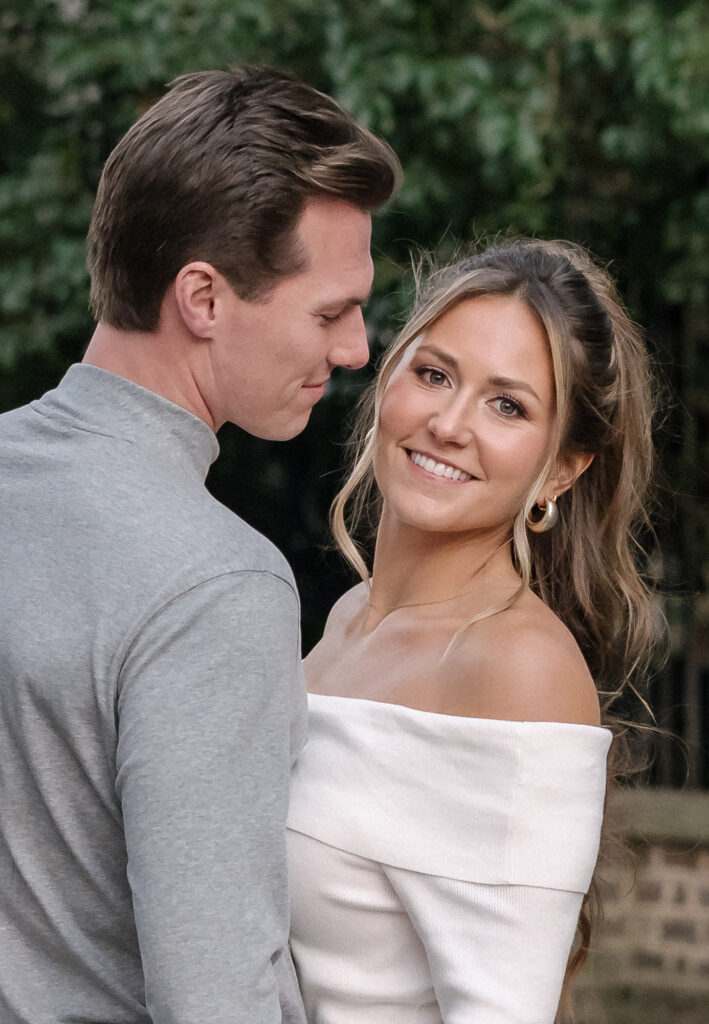couple poses for engagement photos